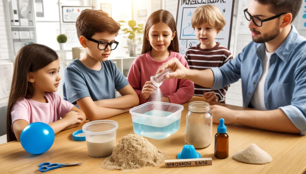 Children conducting science experiments with Magic Sand