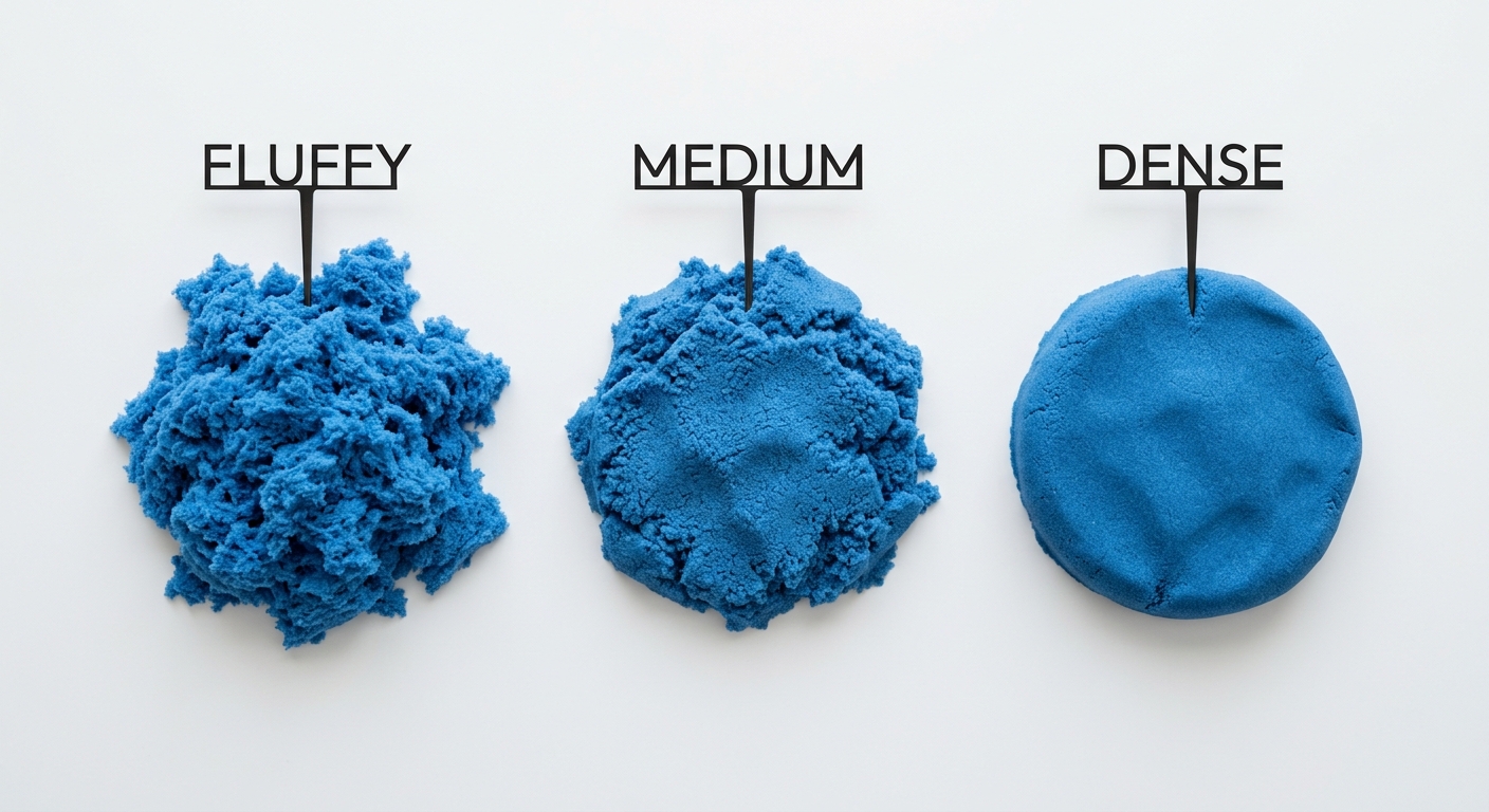 Three textures of kinetic sand compared side by side